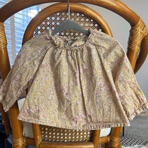 Bonpoint Beige Floral Baby Blouse